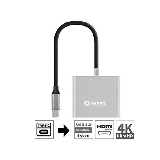 Sunline 170676 USB Type C-USB3.0+HDMI Dönüştürücü