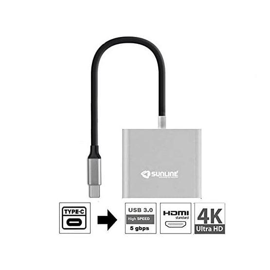 Sunline 170676 USB Type C-USB3.0+HDMI Dönüştürücü