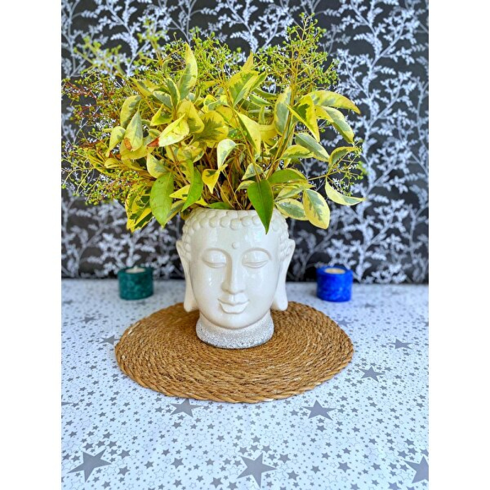 Sunny Days Store Buda Heykel Seramik Saksı Vazo - Krem 21X17CM Vazo Fiyatı