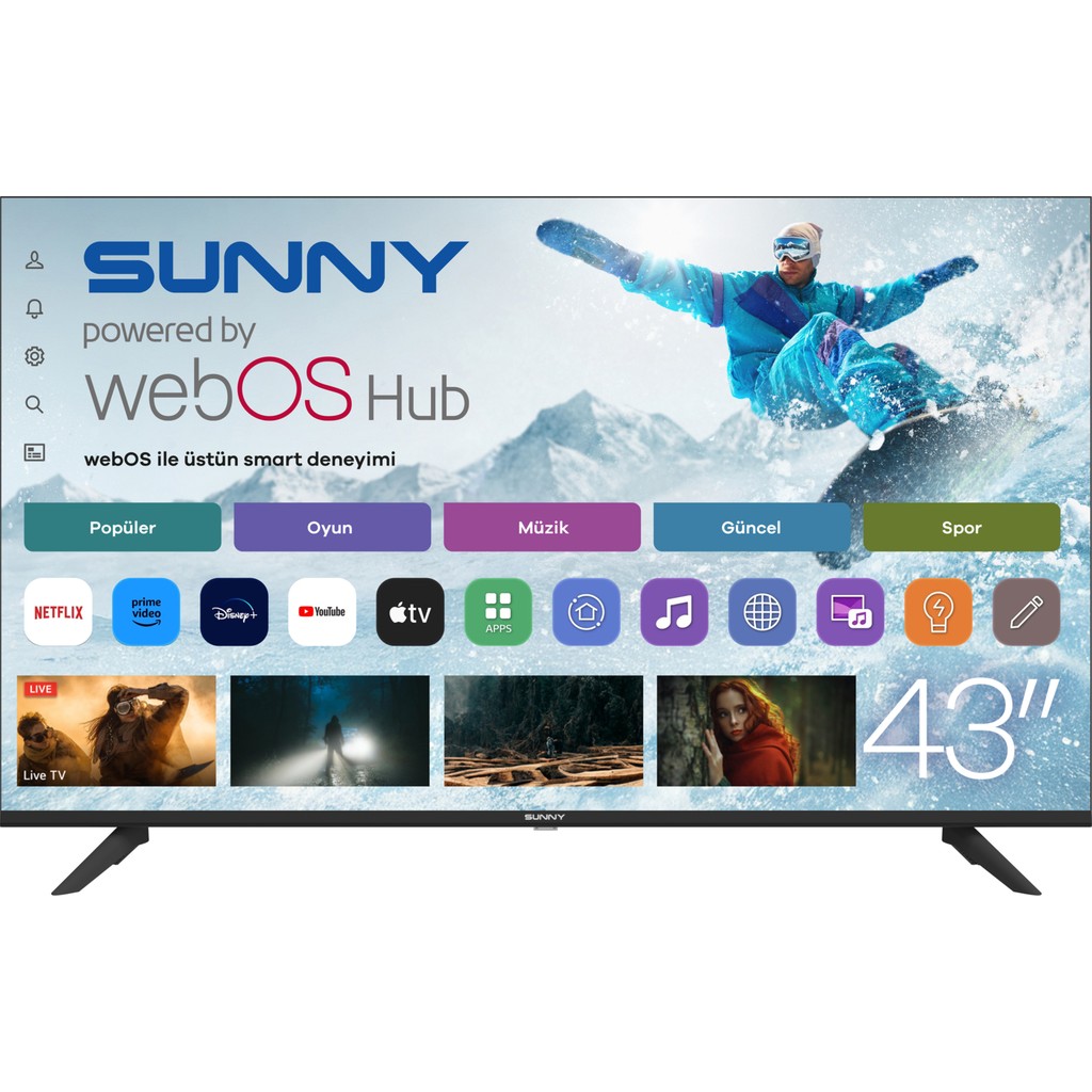 Sunny SN43FMLN-W02S 43'' 109 Ekran Uydu Alıcılı Full HD webOS LED TV Televizyonlar Fiyatı