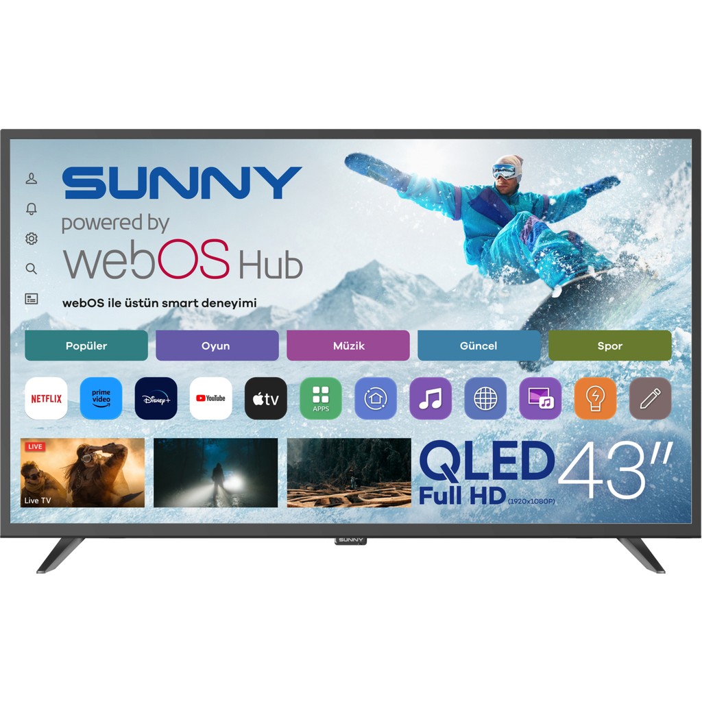 Sunny SN43QAL540 43'' 109 Ekran Uydu Alıcılı Full HD webOS QLED TV Televizyonlar Fiyatı