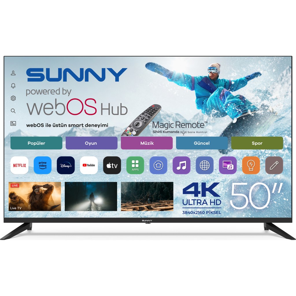 Sunny SN50UPRL-W02M 50'' 127 Ekran Uydu Alıcılı 4K Ultra HD webOS LED TV Televizyonlar Fiyatı
