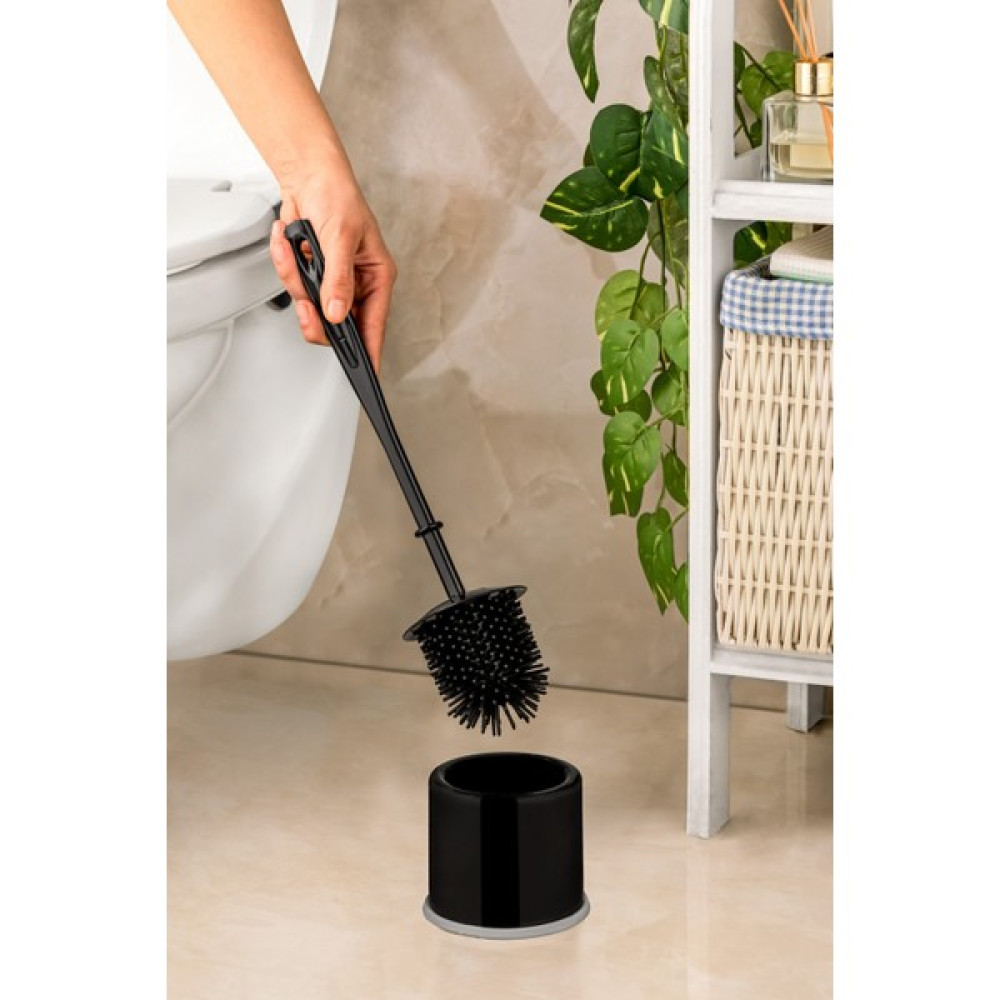 Sunplast Kir Tutmaz Kompakt Silikon Tuvalet Fırçası - Tuvalet Klozet Fırçası - Soft Toilet Brush - Siyah Klozet Fırçası Fiyatı