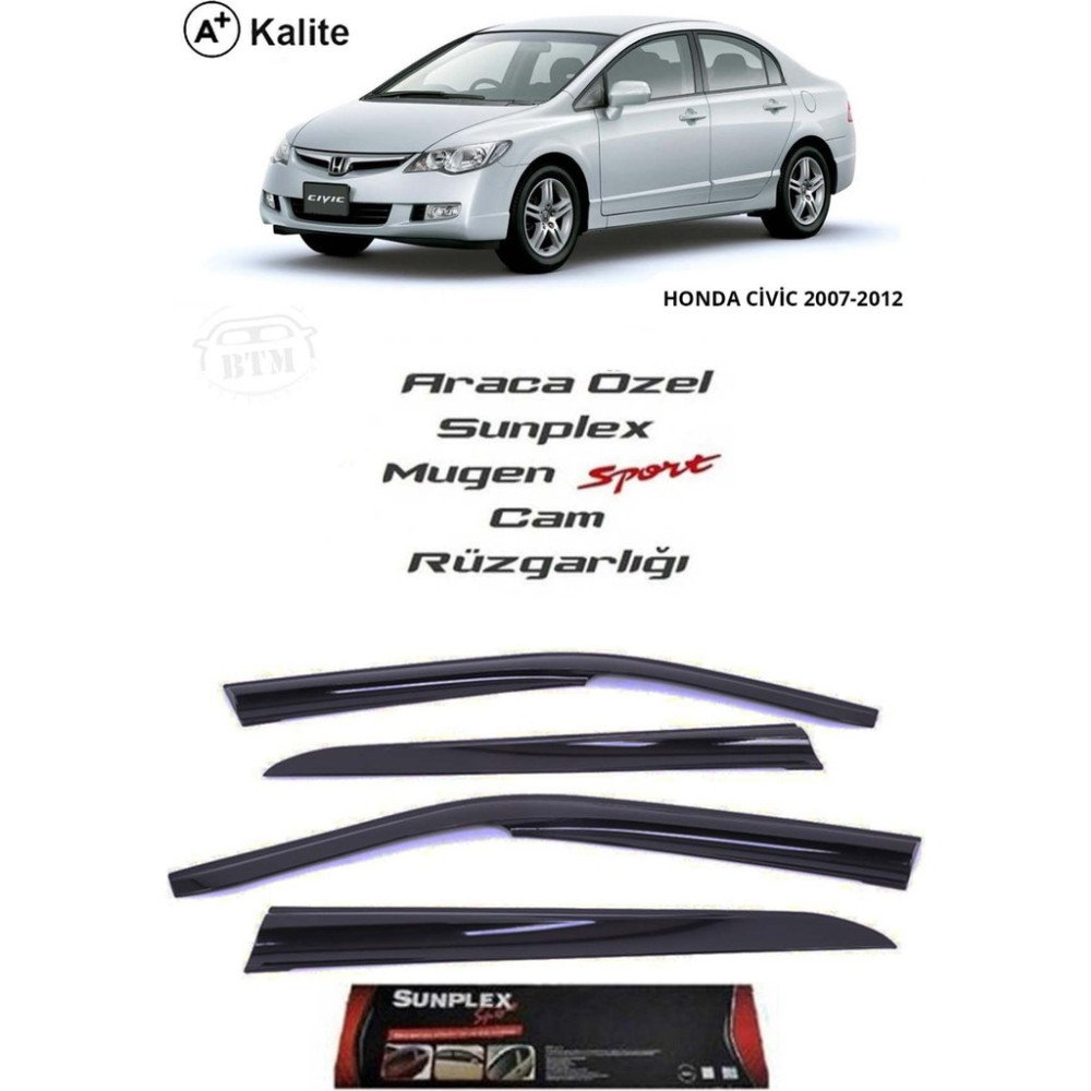 Sunplex Honda Civic Fd 6 Sunplex Marka Cam Rüzgarlığı Mugen 4'lü Oto Rüzgarlıkları Fiyatı