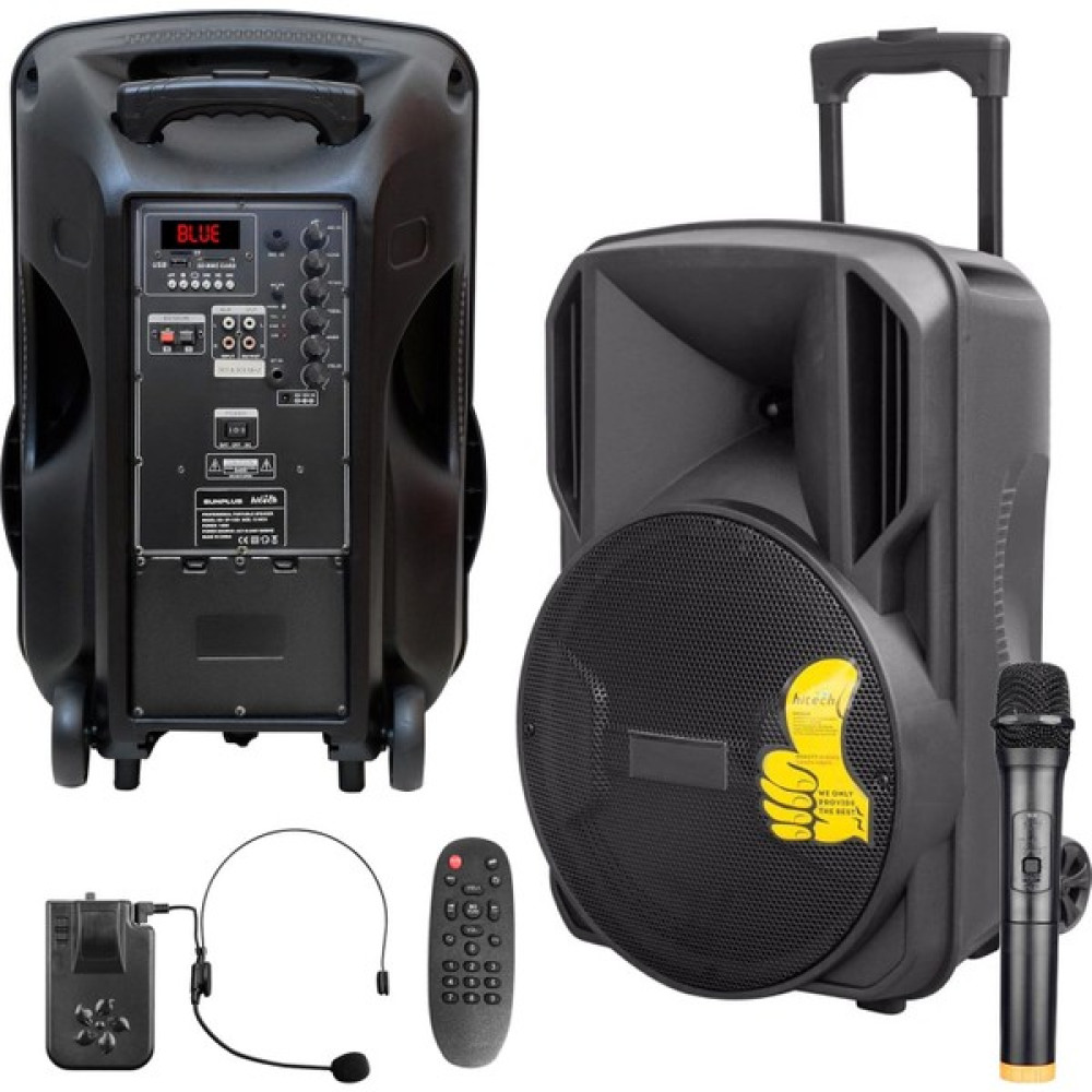 Sunplus Aktif Seyyar Anfi Uhf 1el 1yaka 38CM 140W Bt/usb/sd/aux/mıc Sunplus SP-1538 Docking Hoparlör Fiyatı