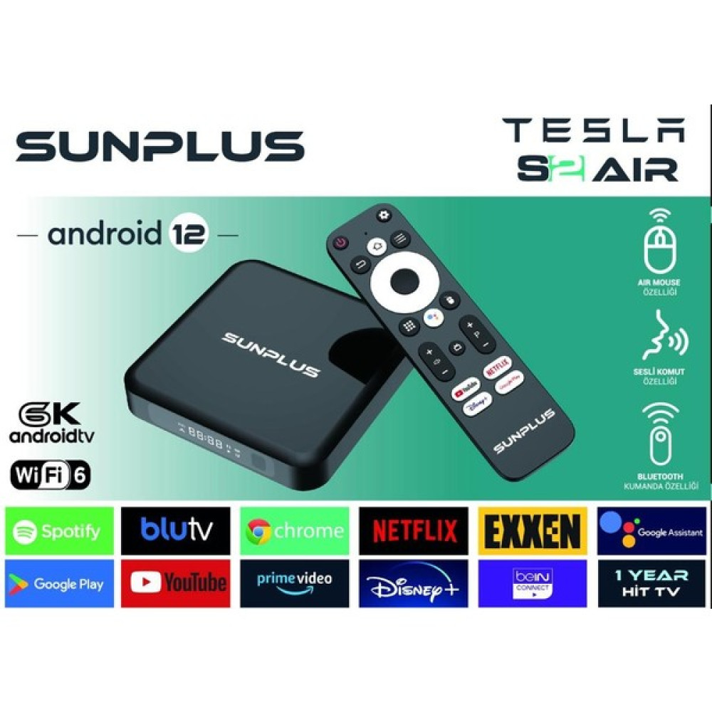 Sunplus Tesla S2 Air Android TV Box Ev Sinema Receiverları Fiyatı