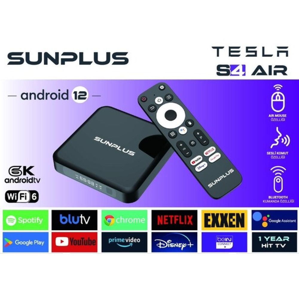 Sunplus Tesla S4 Air Android TV Box Ev Sinema Receiverları Fiyatı