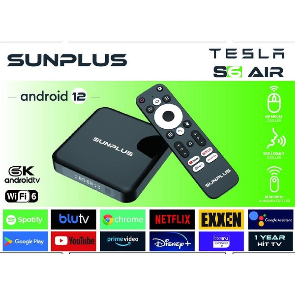 Sunplus Tesla S6 Air Android TV Box Ev Sinema Receiverları Fiyatı