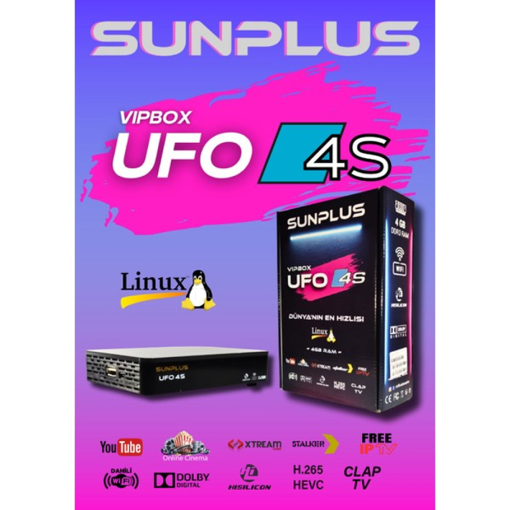 Sunplus Vıpbox Ufo 4s Uydu Alıcısı - Siyah Uydu Alıcıları Fiyatı