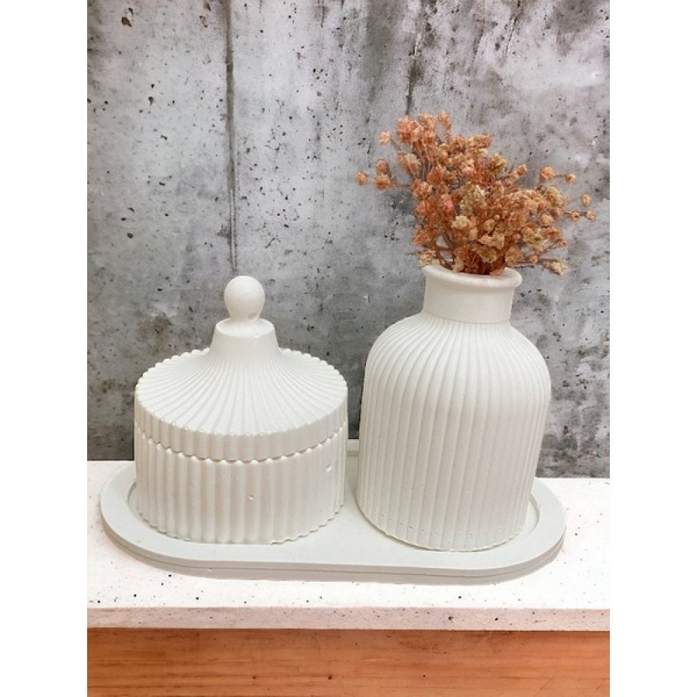 Sunrise Decor Beyaz Renk Özel Tasarım Kokulu Mum ve Vazo Aksesuar Seti Tepsili - 1 Adet Dekoratif Mum Fiyatı