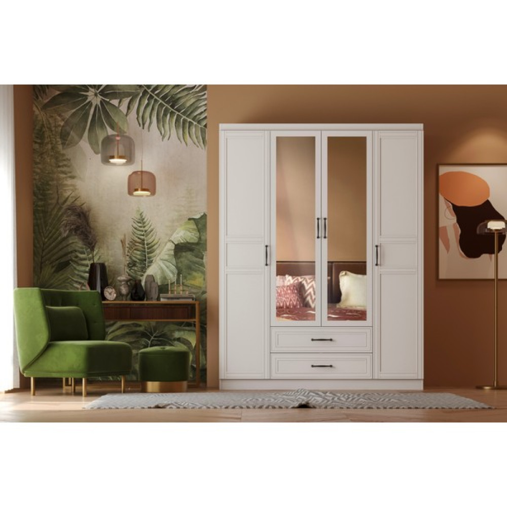 Sunroyal Concept Henna 210CM 4 Kapak 2 Çekmece Gardırop - Beyaz Gardrop & Dolap Fiyatı