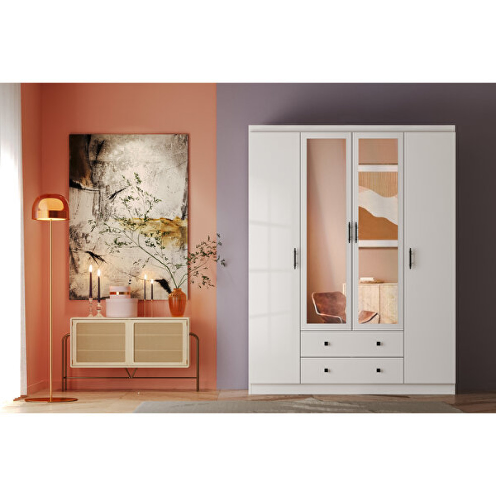 Sunroyal Concept Lavinia 210CM 4 Kapak 2 Çekmece Gardırop - Beyaz Gardrop & Dolap Fiyatı