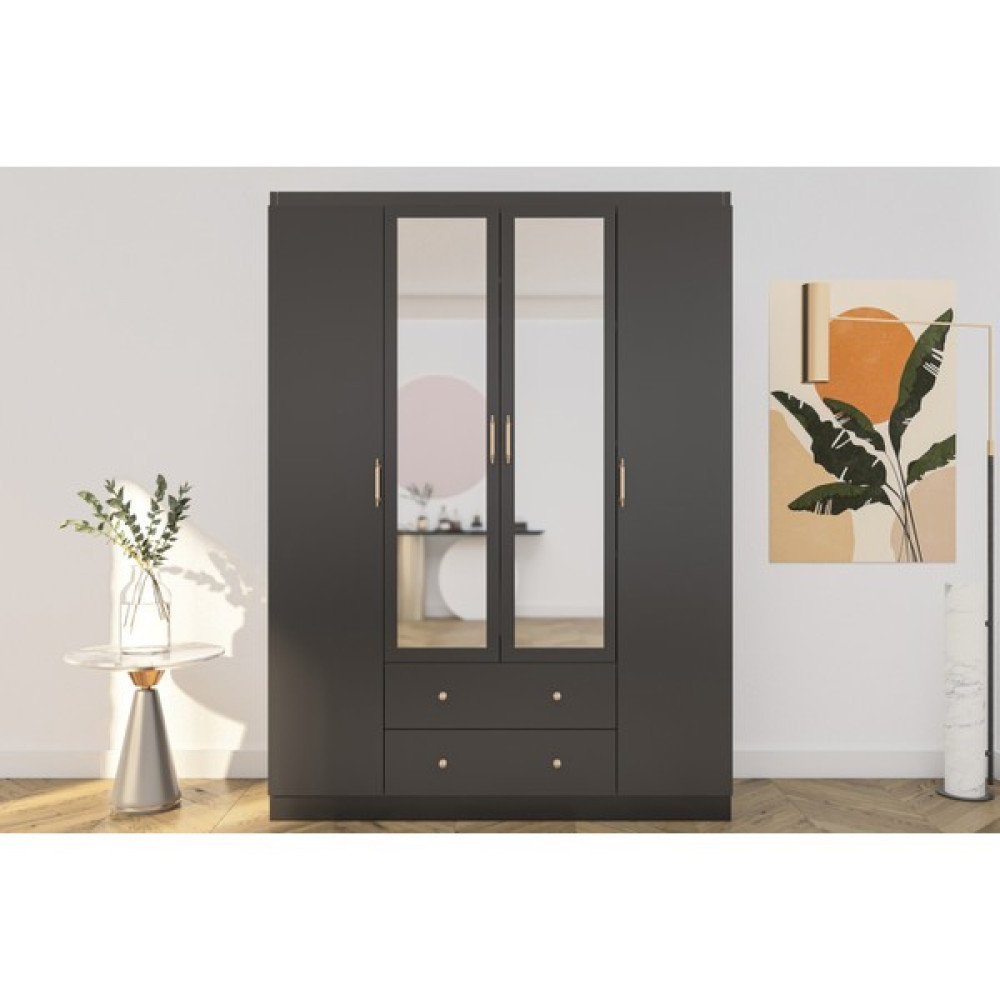 Sunroyal Concept Lavinia Antrasit 4 Kapak 2 Çekmece Aynalı Gardırop Gardrop & Dolap Fiyatı