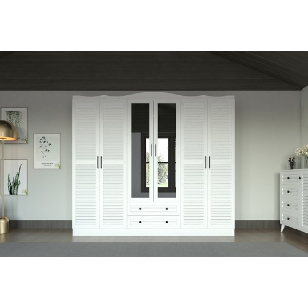Sunroyal Concept Nil 6 Kapak 2 Çekmece Gardırop - Beyaz Gardrop & Dolap Fiyatı