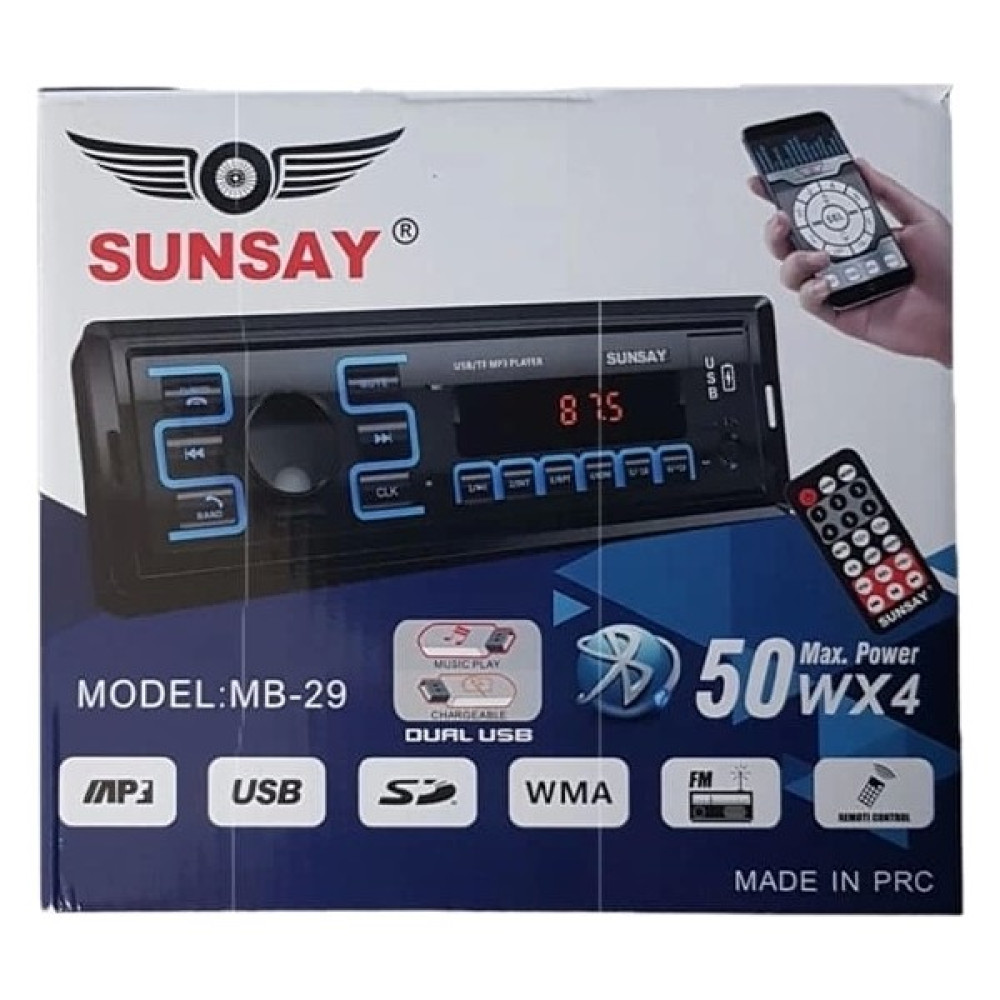Sunsay Audiomax sunsay Mb-29 Telefon Şarj Edebilme Bluetooth Lu Oto Teyp Çift USB Aux Sd Oto Teypleri Fiyatı