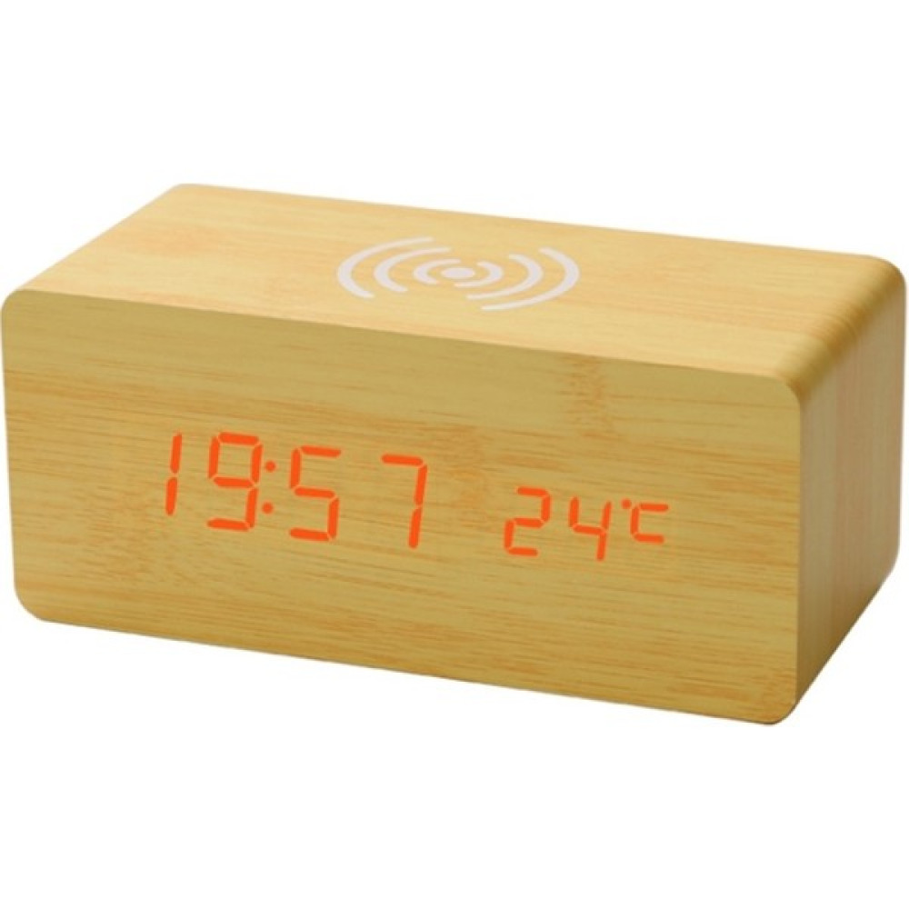 Sunshinee Ahşap Elektrikli Çalar Saat Kablosuz Şarj Pedi ile LED Dijital Şarj Cihazı Yatak Odası Dijital Ev Dekorasyon Woodcolor (Yurt Dışından) Masa Saati Fiyatı