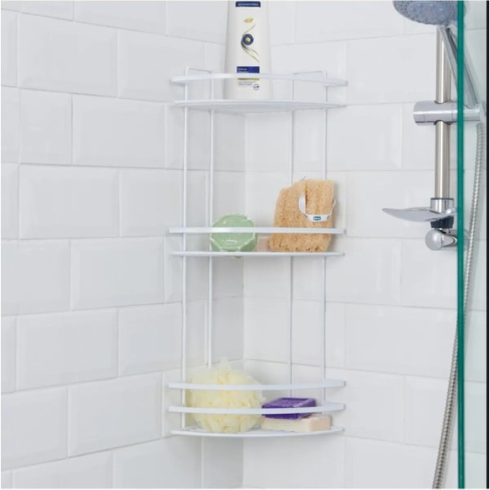 Suntel Banyo ve Mutfak Aksesuarları 3 Katlı Köşe Banyo Köşe Rafı - Beyaz Banyo Rafı Fiyatı