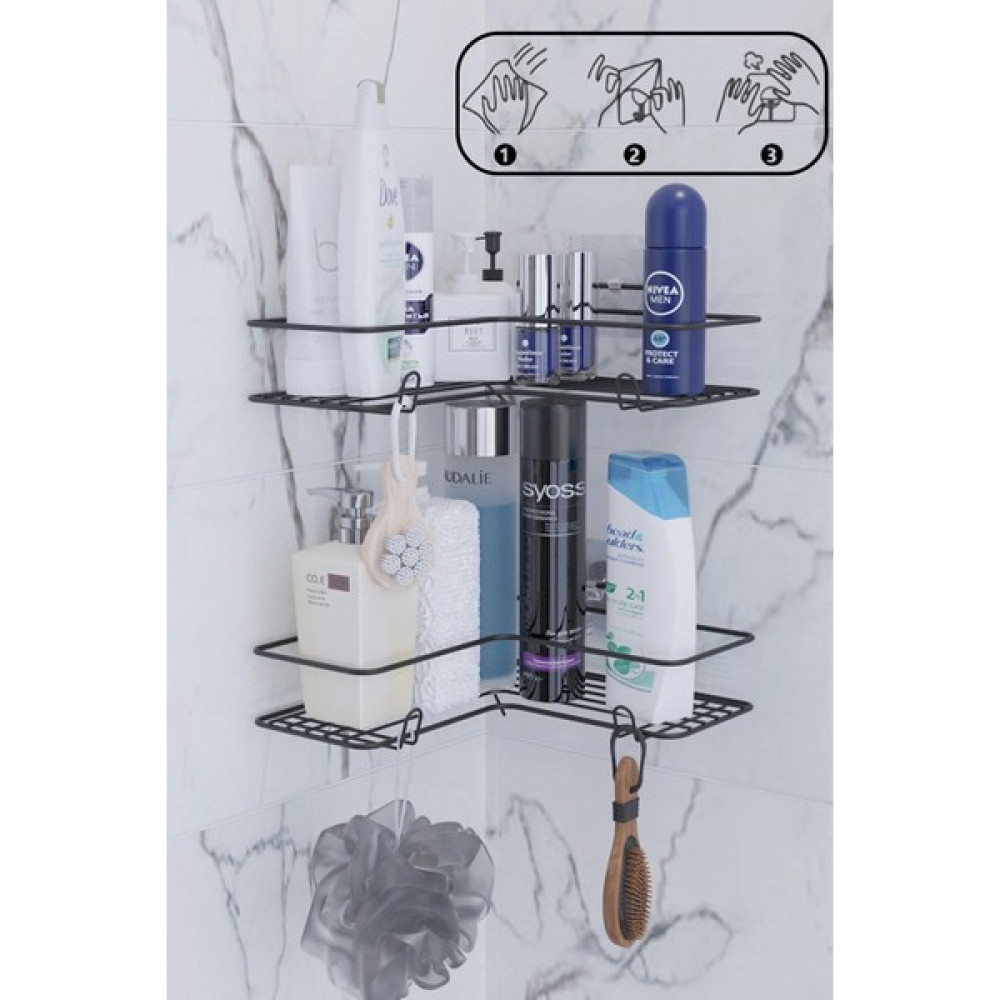Suntel Banyo ve Mutfak Aksesuarları Yapışkanlı Banyo Rafı, Banyo Düzenleyici Kaliteli Banyo Organizer Eşya Saklama / Düzenleme Fiyatı