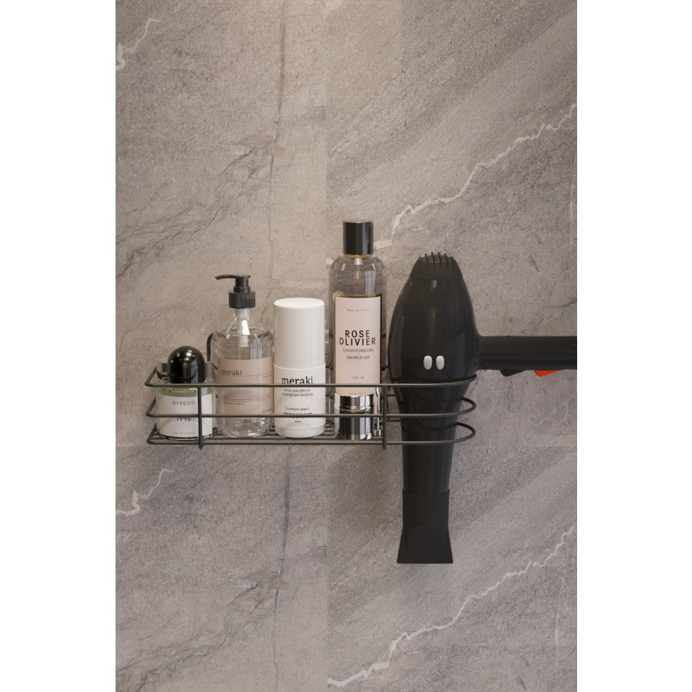 SUNTEL BANYO VE MUTFAK AKSESUARLARI Yapışkanlı Saç Kurutma Makinesi Hazneli Banyo Düzenleyici Banyo Organizer Banyo Aksesuarları Fiyatı