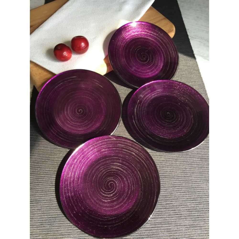 Sunu Purple Spiral 16 cm 4'lü Cam Pasta Tabağı Mutfak Gereçleri Fiyatı
