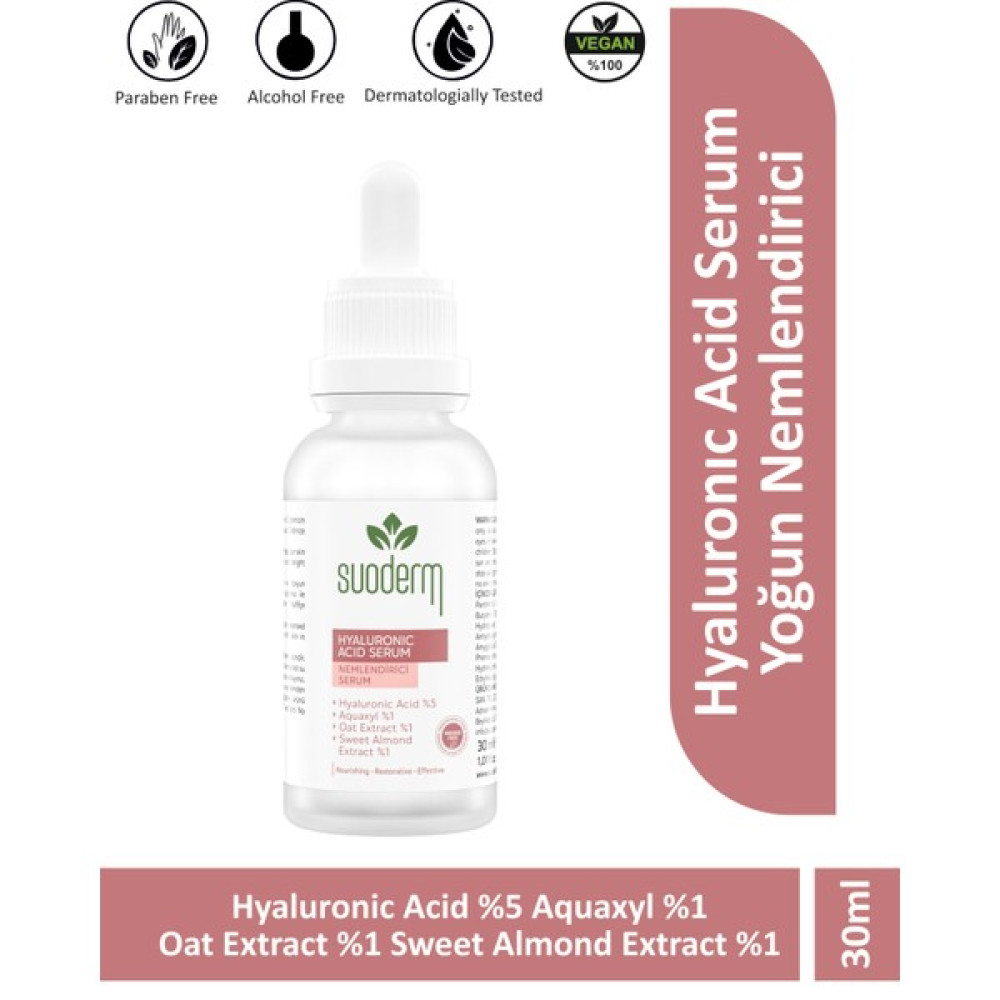 Suoderm Hyaluronic Acid Serum - Yoğun Nemlendirici Hyaluronic Acid %5 Aquaxyl %1 Oat Extract %1 - 30 ML Anti-Aging / Yaşlanma Karşıtı Fiyatı