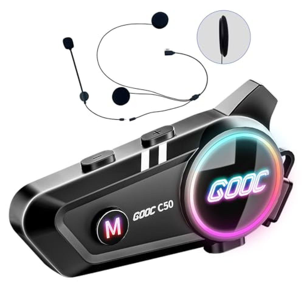 SUOOKC Motorcycle Bluetooth Headset Helmet Speakers Long Battery Life Helmet Headphone with Noise Cancellation&Music Sharing Ultra-Thin Wireless Bluetooth Headphones for All Helmets