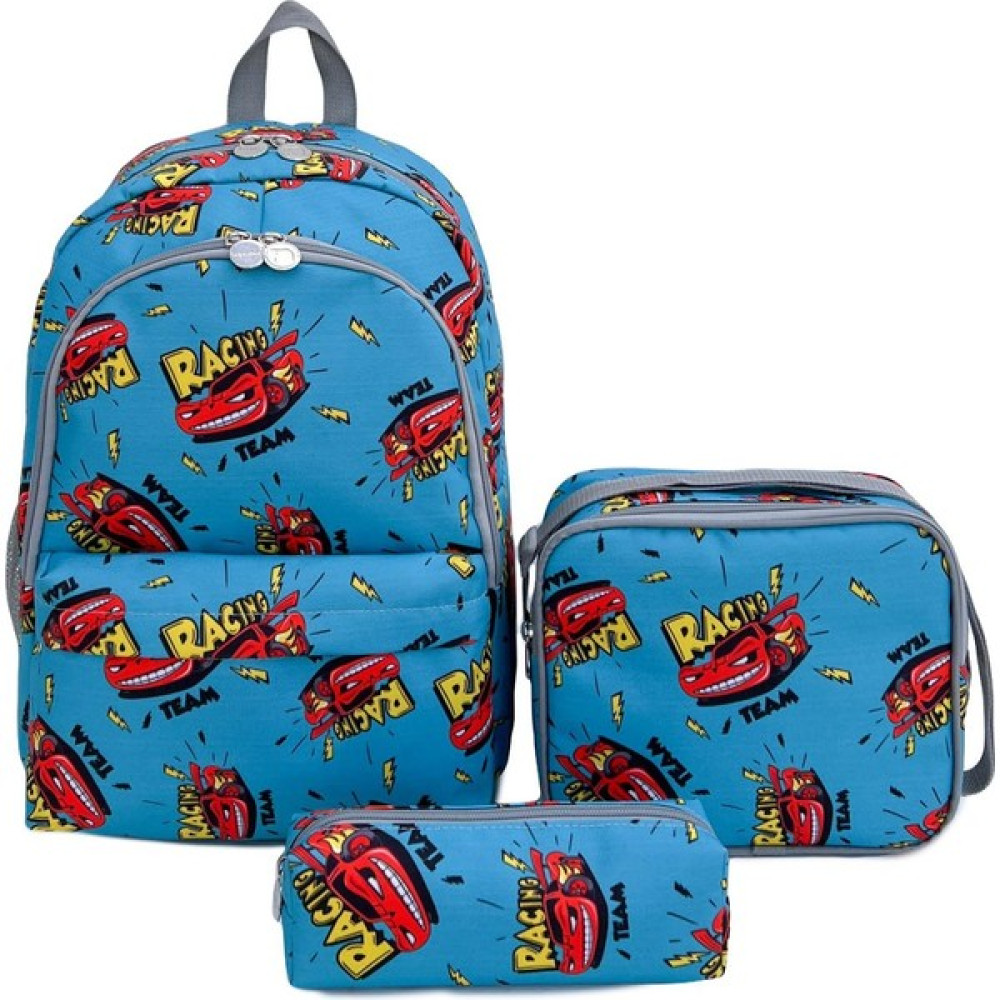 Superbag Erkek Çocuk İlkokul Çantası Racing Araba Desenli Sırt Çantası Beslenmelik Kalemlik 3'Lü Set Okul Çantası Fiyatı