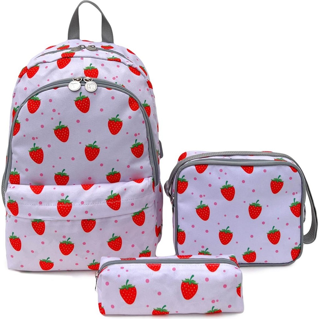 Superbag Kız Çocuk Ilkokul Çantası Çilek Desenli Sırt Çantası Beslenmelik Ve Kalemlik 3'lü Set Kalem & Yazı Gereçleri Fiyatı