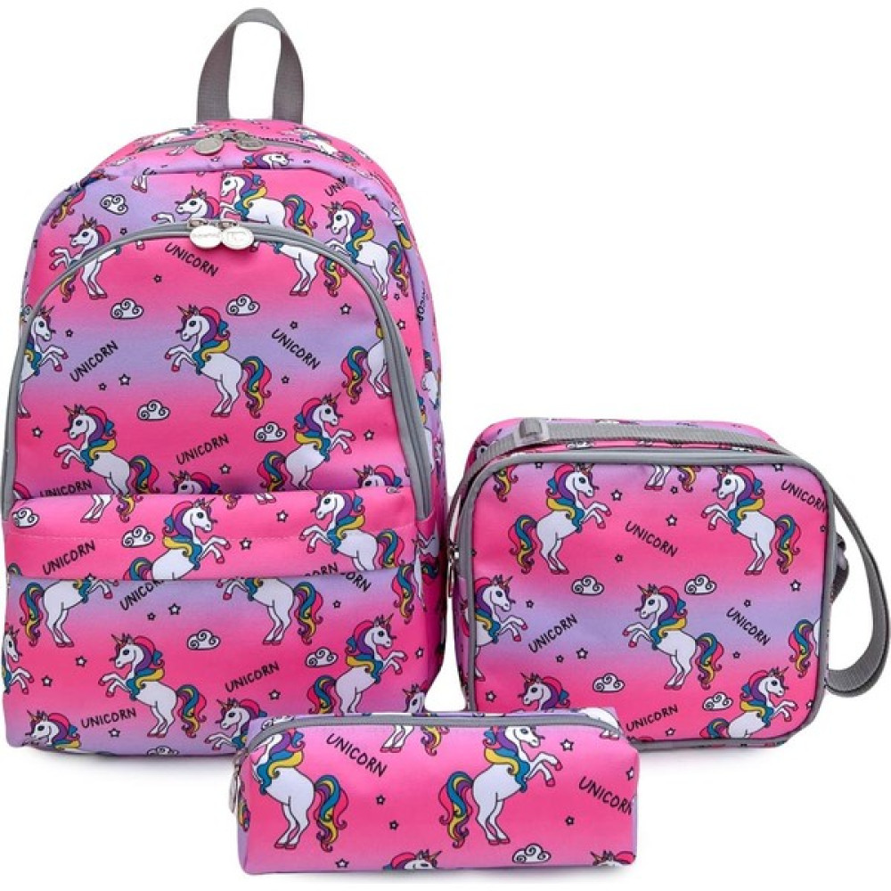 Superbag Kız Çocuk İlkokul Çantası Unicorn Desenli Sırt Çantası Beslenmelik ve Kalemlik 3'Lü Set Okul Çantası Fiyatı