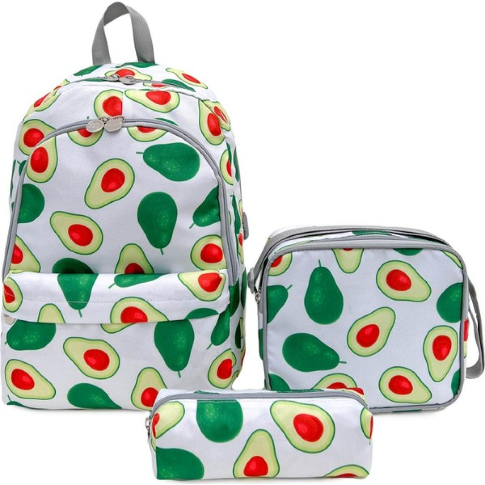 Superbag Kız Erkek Çocuk İlkokul Çantası Avakado Desenli Sırt Çantası Beslenmelik ve Kalemlik 3'Lü Okul Çantası Fiyatı