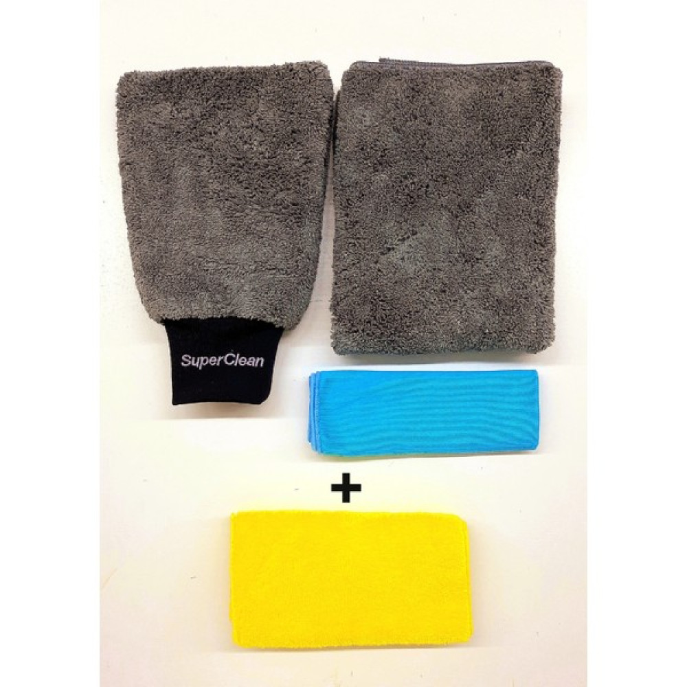 Superclean Mikrofiber Eldivenli Lüks Oto Yıkama Seti Oto Bakım Bezleri Fiyatı