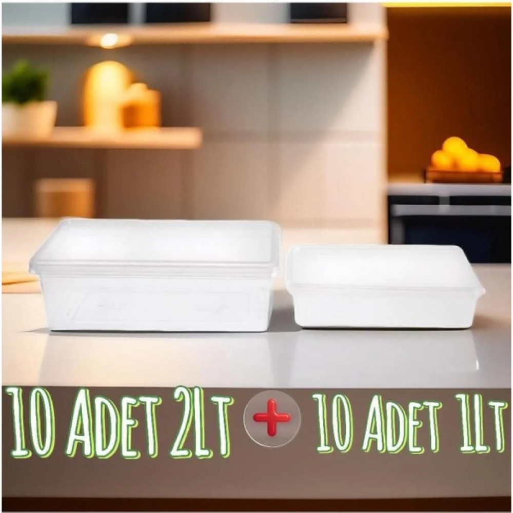 Supercupp Plastik Kapaklı Saklama Kabı Derin Dondurucu&buzdolabı Düzenleyici 2 Litre- 10ADET & 1LITRE-10ADET Saklama Kapları Fiyatı