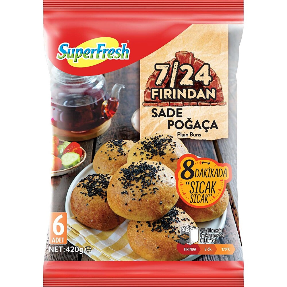 Superfresh 7/24 Fırından Sade Poğaça 420 G Unlu Mamüller Fiyatı