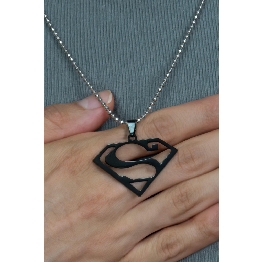 Superman Erkek Çelik Kolye Zincirli cck02 - Siyah Diğer Fiyatı