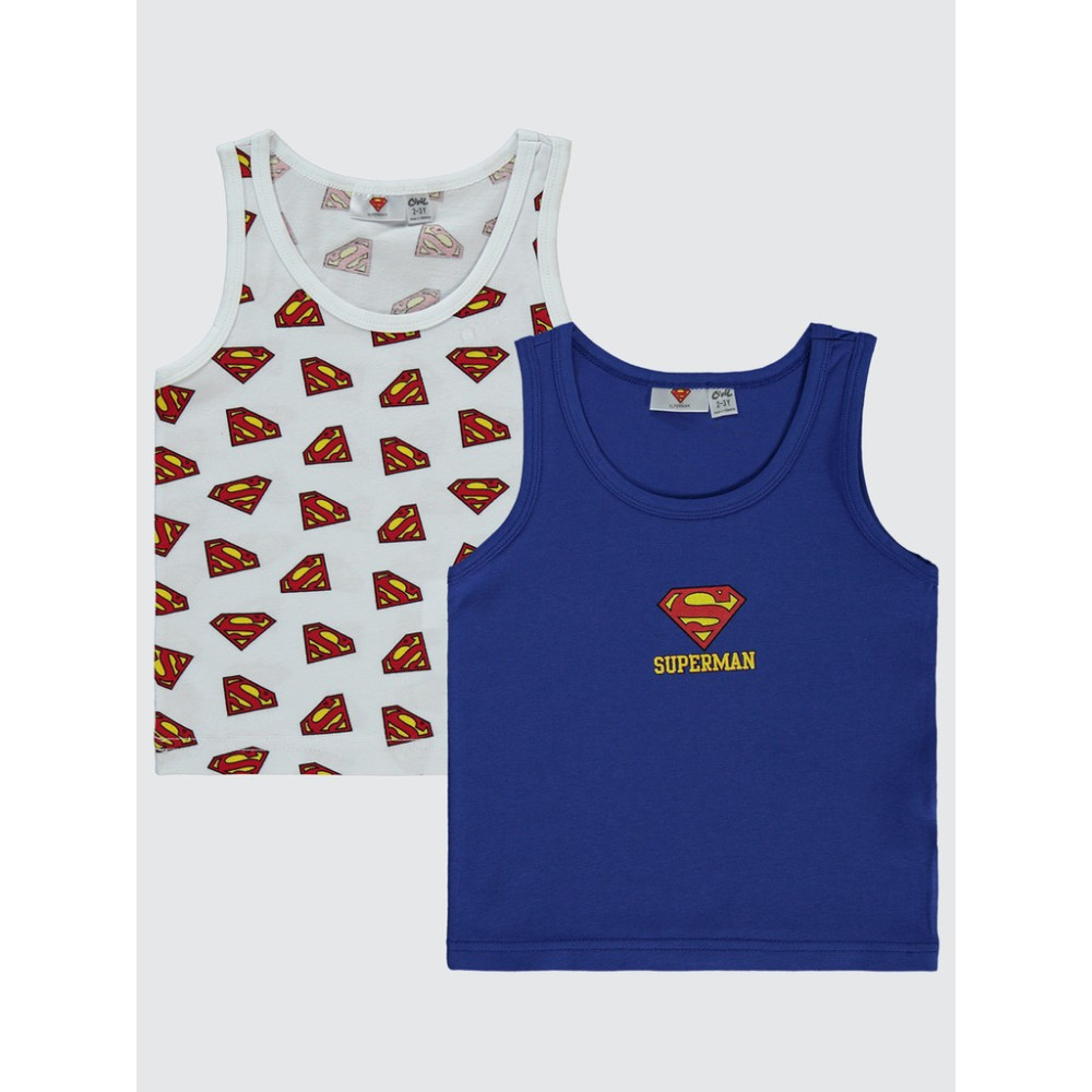 Superman Erkek Çocuk 2'li Atlet Set Mavi %96 Pamuk 2-10 Yaş Rahat Kesim Özelliği ile Erkek Çocuk Atlet / Fanila Fiyatı
