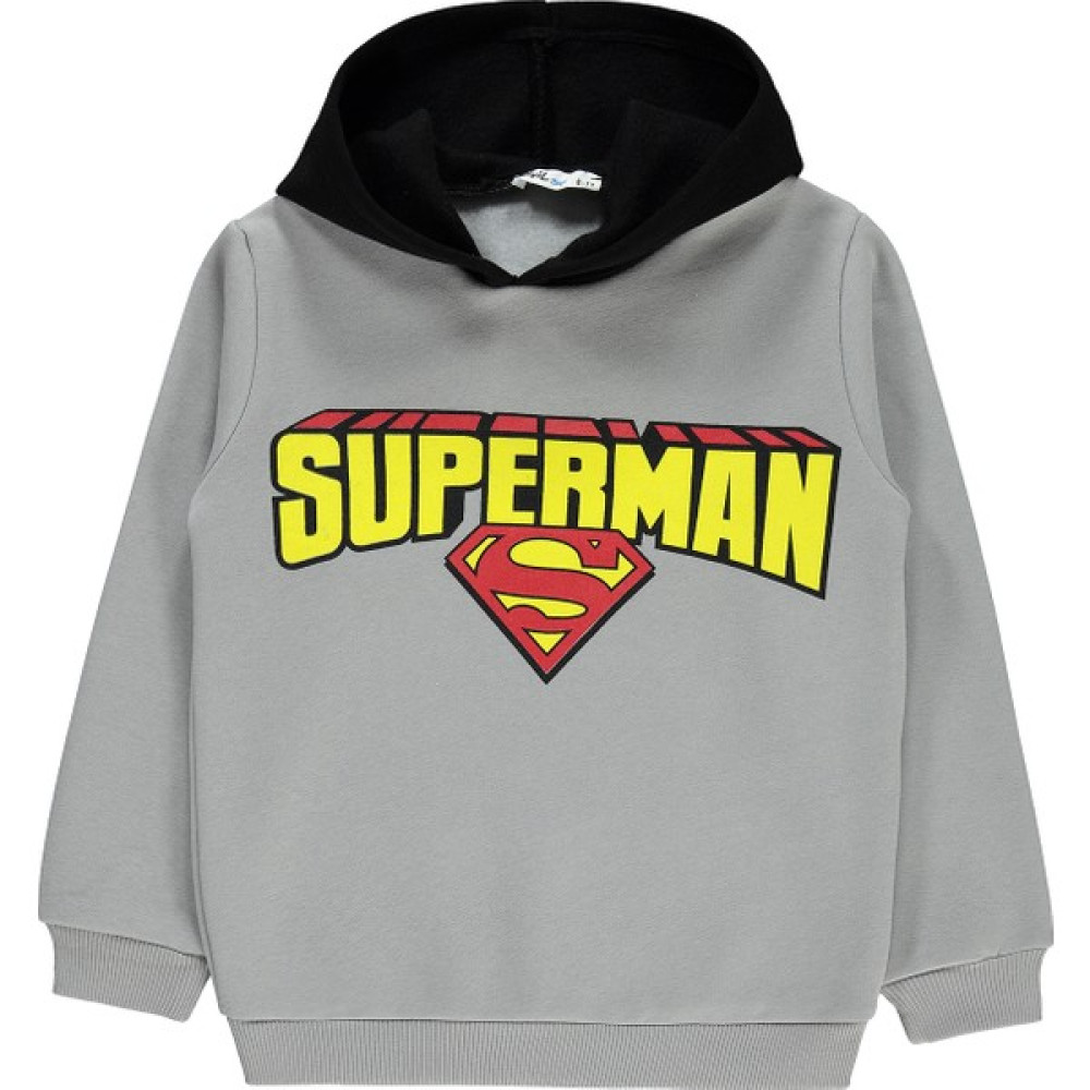 Superman Erkek Çocuk Kapüşonlu Sweatshirt 6-9 Yaş Gri Erkek Çocuk Sweatshirt Fiyatı