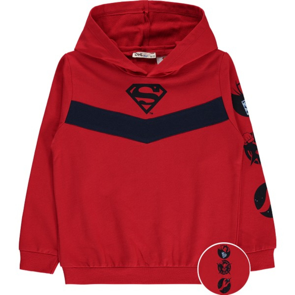 Superman Erkek Çocuk Kapüşonlu Sweatshirt 6-9 Yaş Kırmızı Erkek Çocuk Sweatshirt Fiyatı