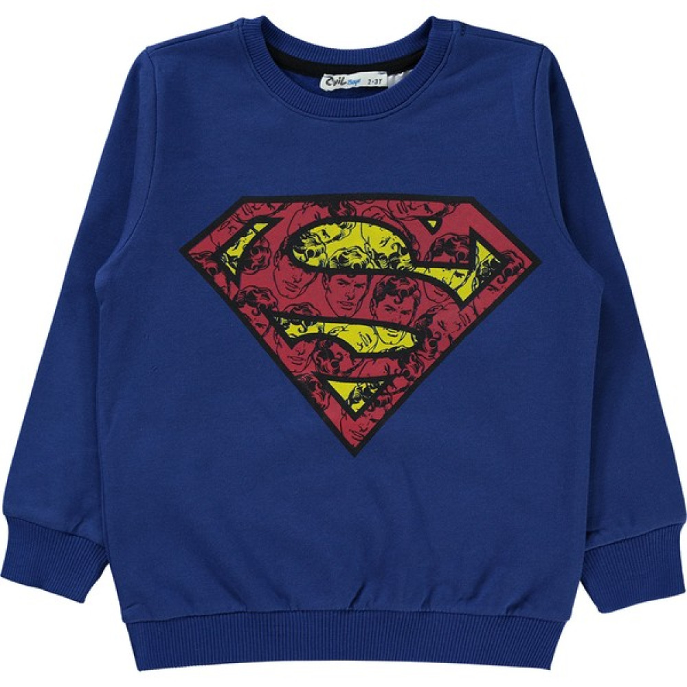 Superman Erkek Çocuk Sweatshirt 2-5 Yaş Saks Mavisi Erkek Çocuk Sweatshirt Fiyatı