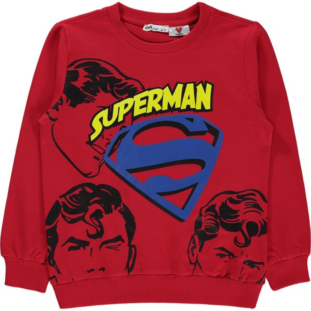 Superman Erkek Çocuk Sweatshirt 6-9 Yaş Kırmızı Erkek Çocuk Sweatshirt Fiyatı
