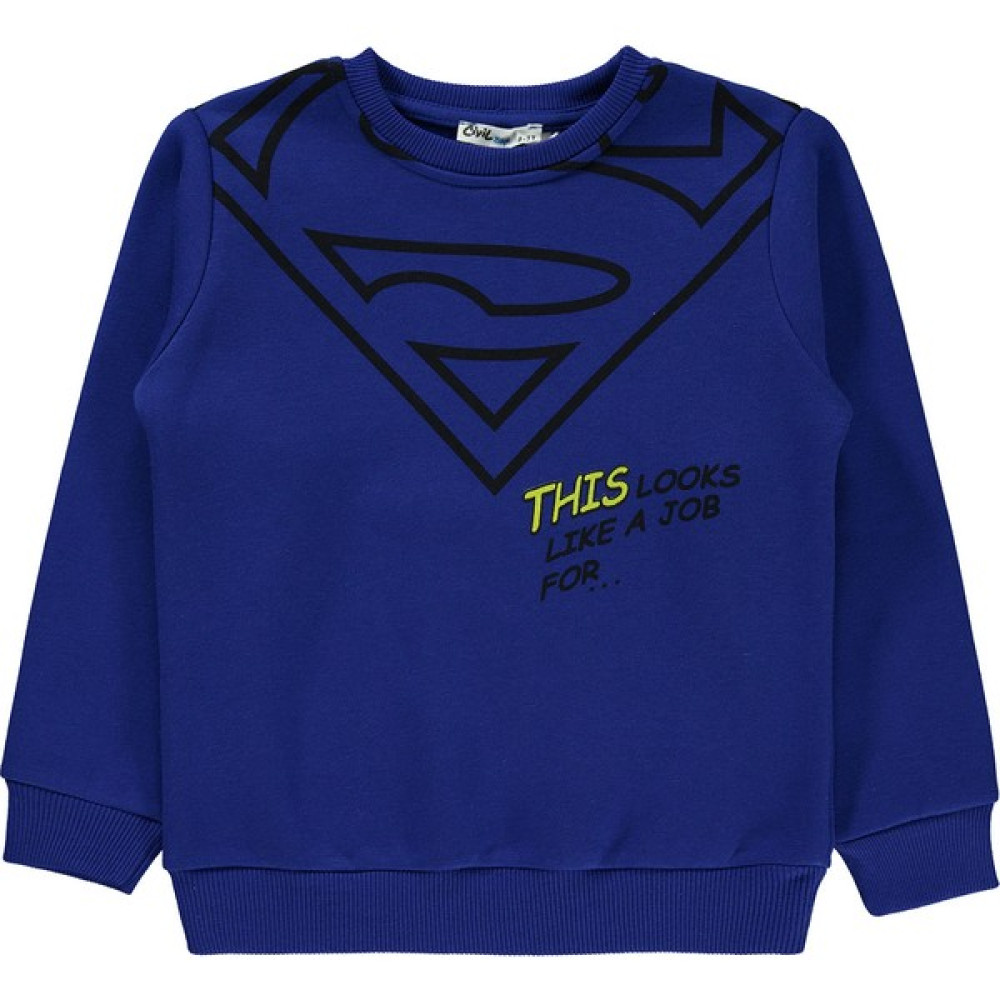 Superman Erkek Çocuk Sweatshirt 6-9 Yaş Saks Mavisi Erkek Çocuk Sweatshirt Fiyatı