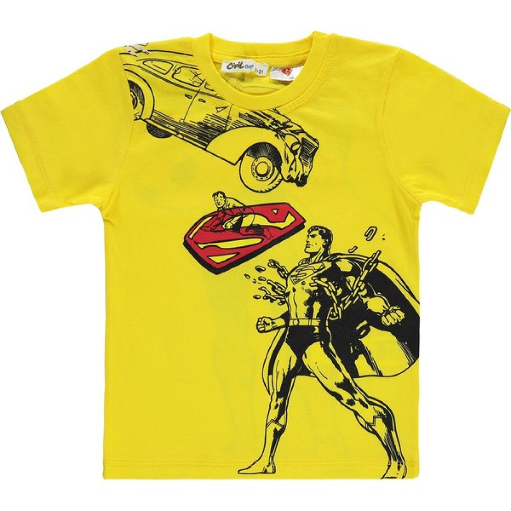 Süperman Erkek Çocuk Tişört 2-5 Yaş Sarı Erkek Çocuk T-shirt Fiyatı