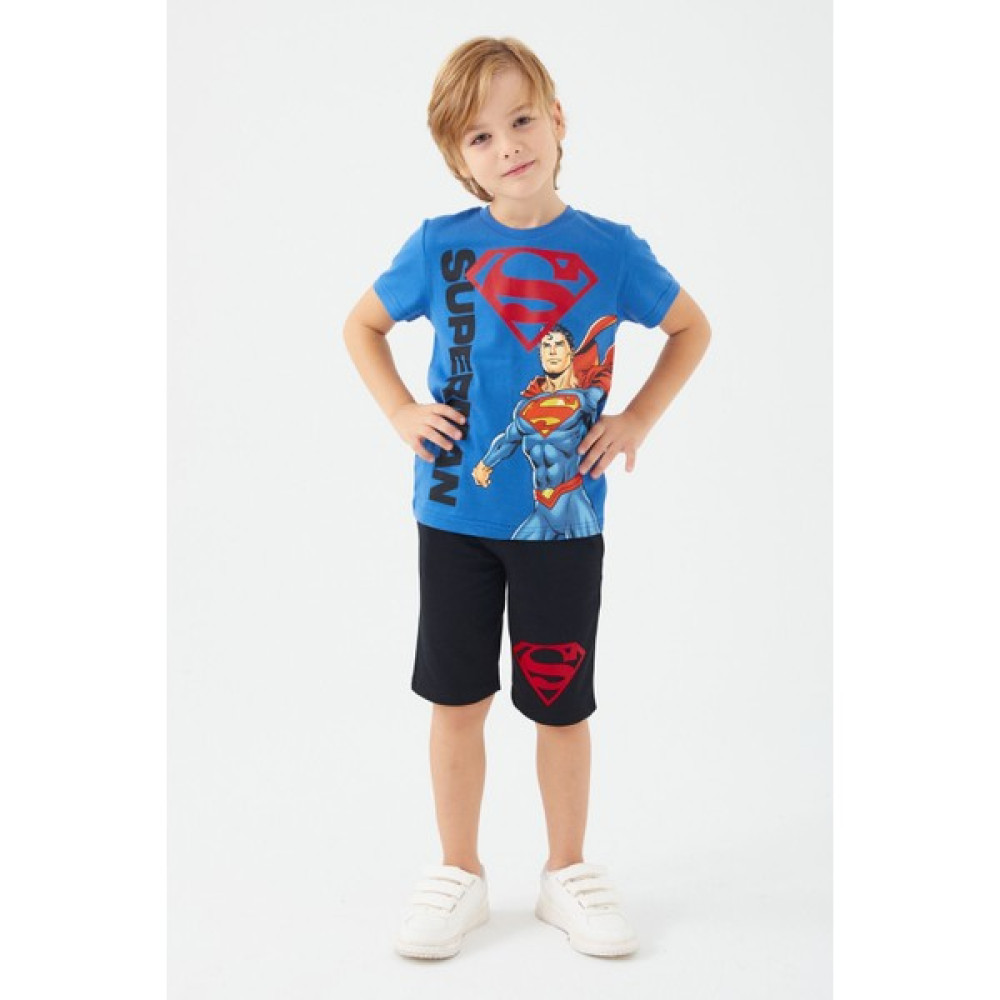 Superman Heros Mavi Erkek Çocuk Bermuda Takım Erkek Çocuk Capri / Kapri Fiyatı