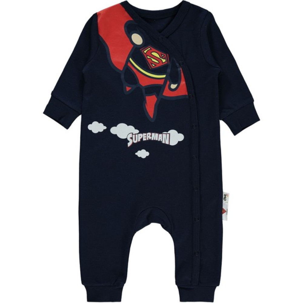 Superman Süperman Erkek Bebek Patiksiz Tulum 3-12 Ay Lacivert Bebek Tulumu Fiyatı