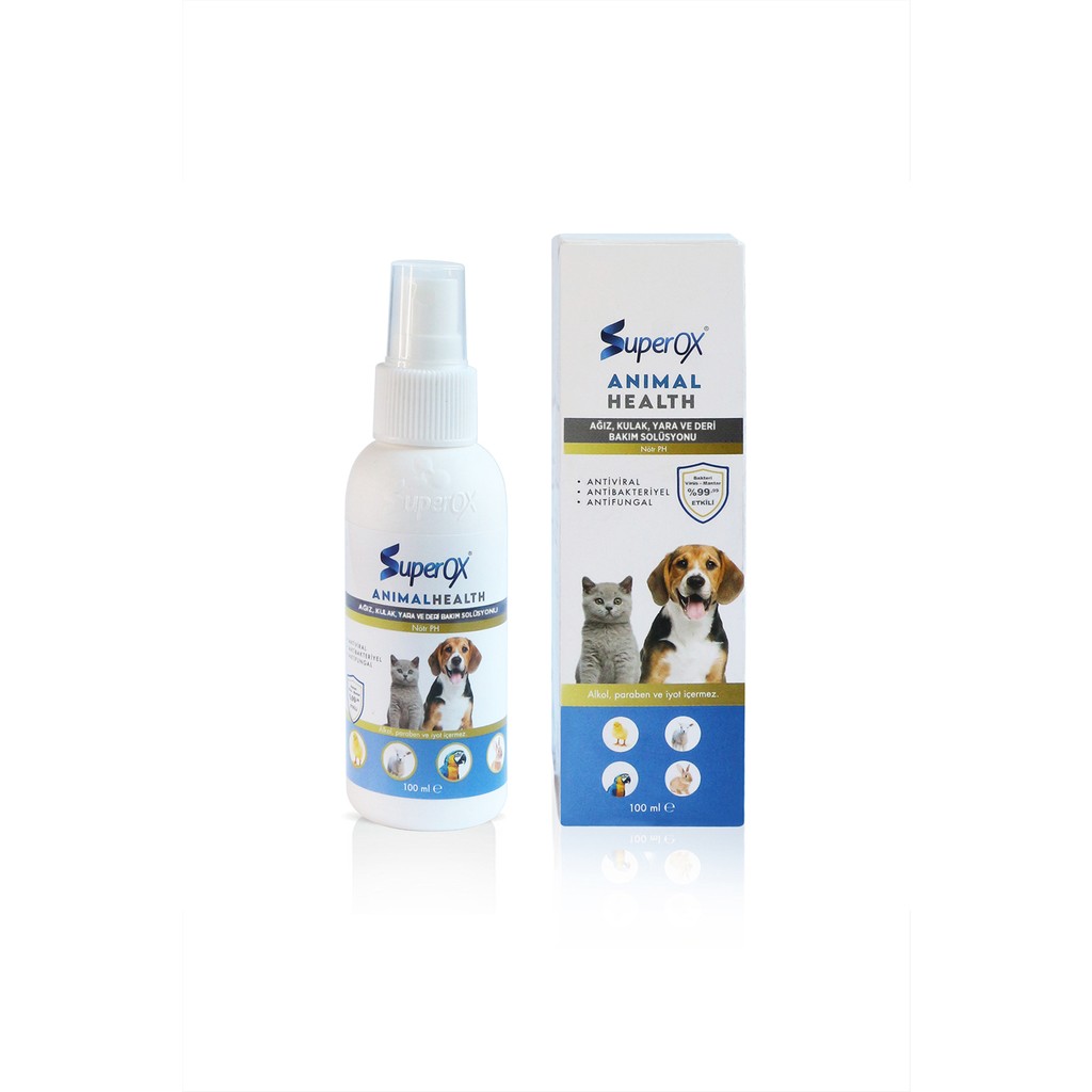 Superox Doğal ve Alkolsüz Ağız Kulak Yara ve Deri Bakım Solüsyonu Hayvan Sağlığı, Hipokloröz İçeren 100 ML Diğer Fiyatı