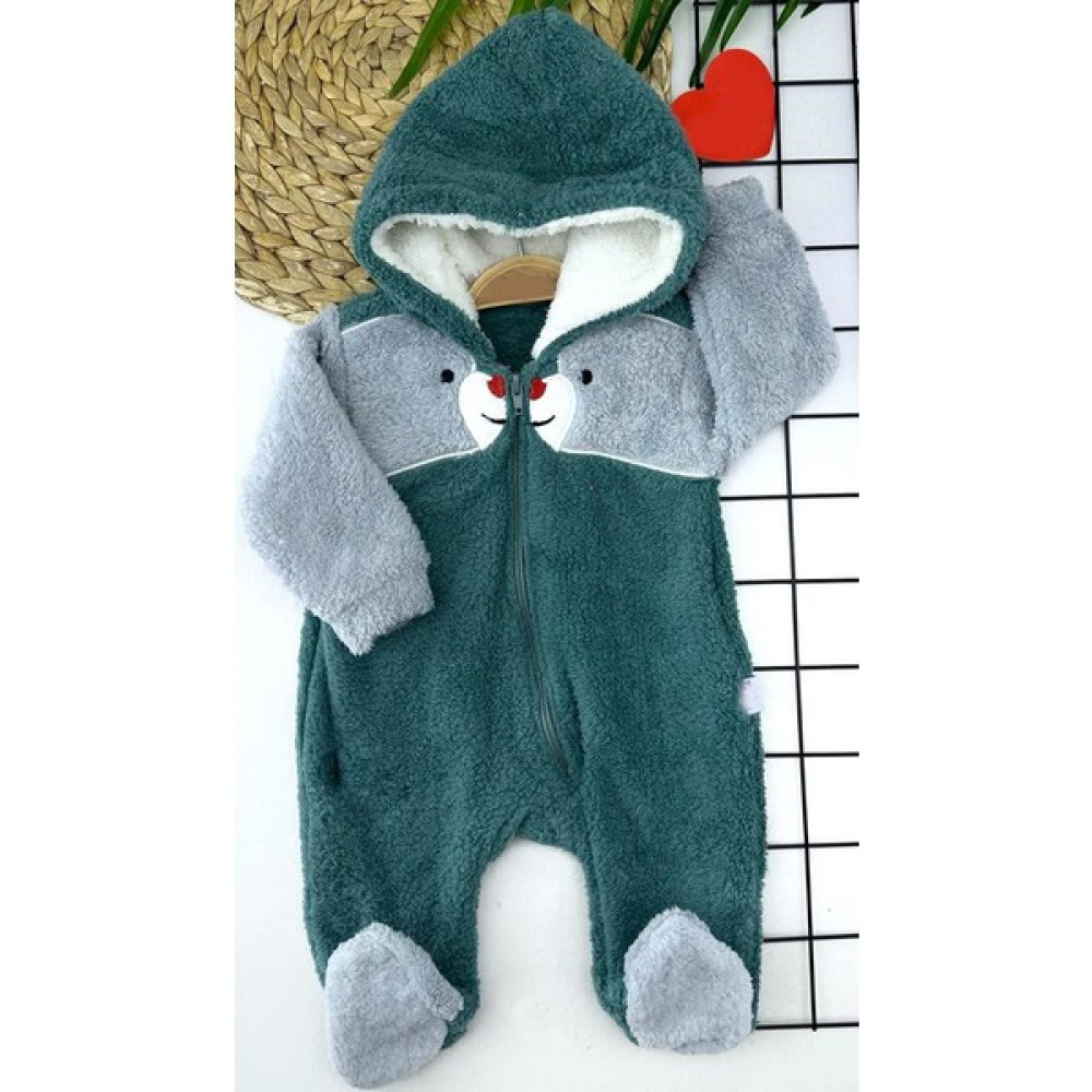 SuperShop 6-9-12-18 Ay Boydan Fermuarlı Welsoft Tüylü Kumaş Kapşonlu Patikli Kız Erkek Bebek Tulumu Bebek Tulumu Fiyatı