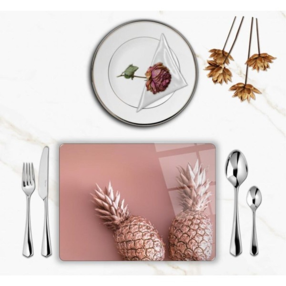 SuperShop Ananas Desenli Cam Supla Takımı - 30 x 45 cm - Siyah Amerikan Servis Fiyatı