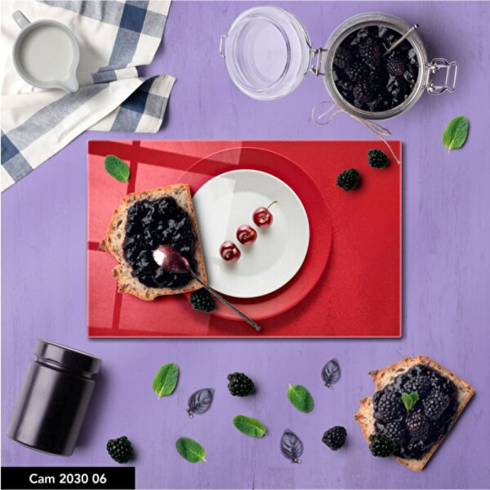 SuperShop Baskılı Cam Kesme Tahtası Temperli Cam 25 x 35 cm - Mavi Kesme Tahtaları / Kesim Tablaları Fiyatı