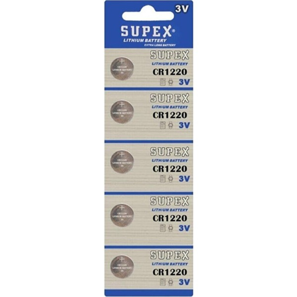 Supex CR1220 3V Lityum Pil 5'li Blister Paket Diğer Fiyatı