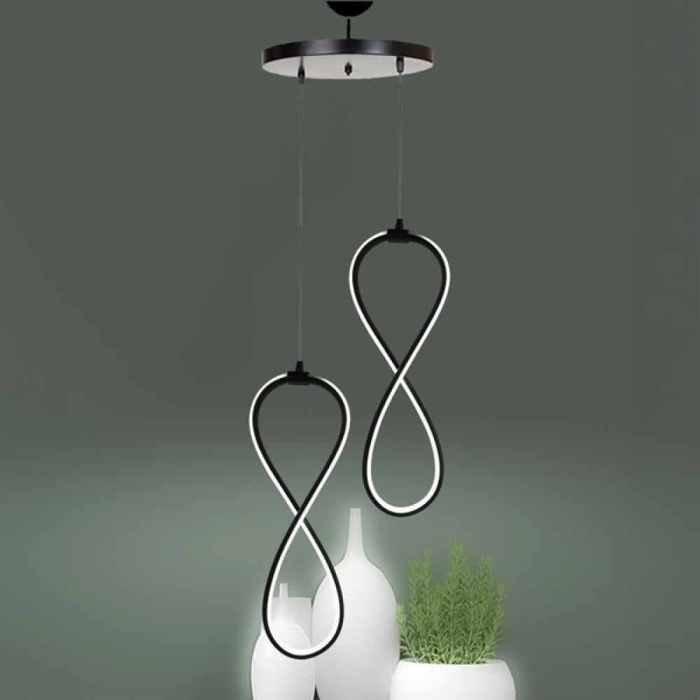 Supply Home 2li Siyah Modern Sonsuzluk Sarkıt LED Avize Beyaz Işık - Renkli Avize Fiyatı