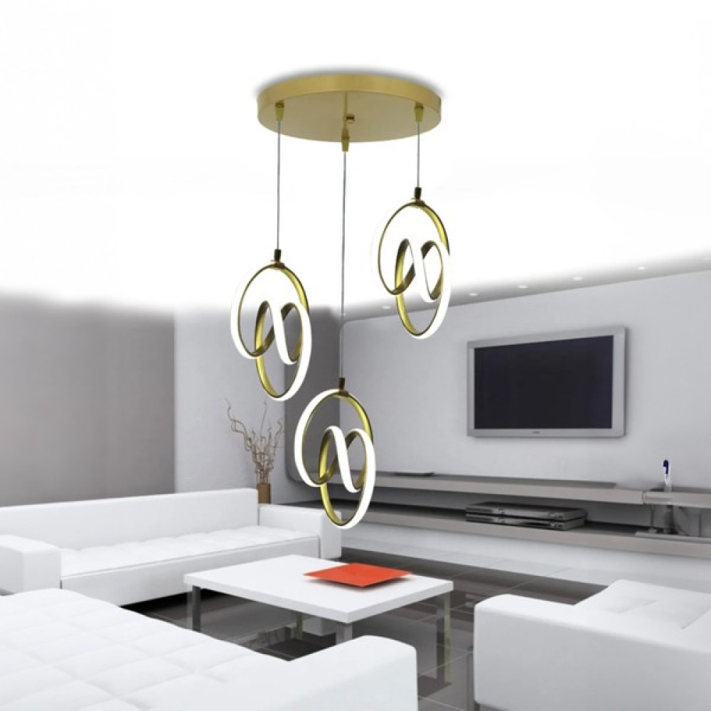 Supply Home 3'lü Gold Modern Sarkıt LED Avize Beyaz Işık Avize Fiyatı
